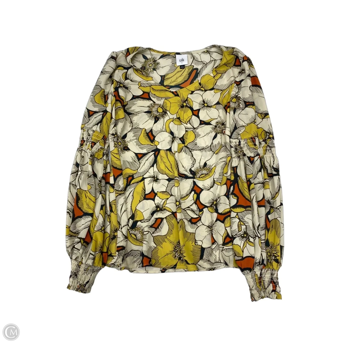 Blouse Long Sleeve By Cabi In Floral Print, Size: S