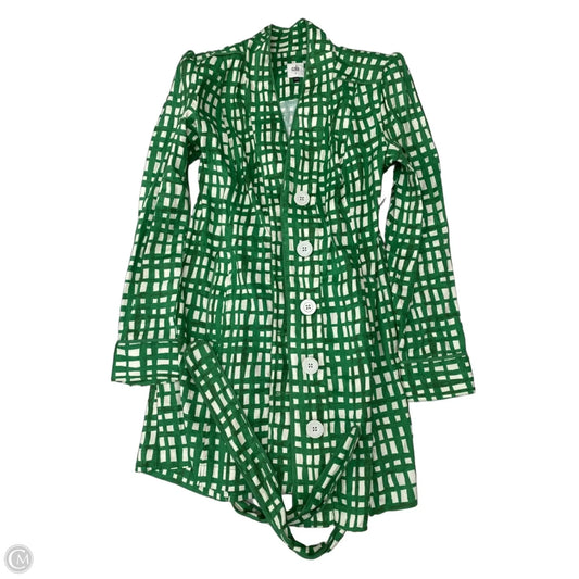Coat Trench Coat By Cabi In Green & White, Size: S