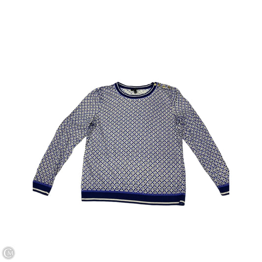 Top Long Sleeve By Talbots In Blue & White, Size: Lp
