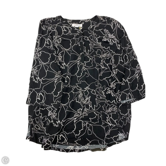 Top 3/4 Sleeve By Liz Claiborne In Black & White, Size: Xl