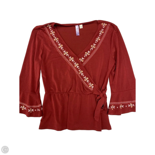 Top 3/4 Sleeve By Alya In Red, Size: M