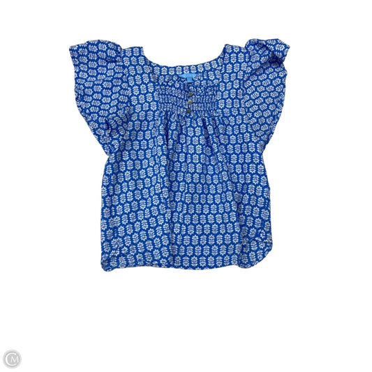 Top Short Sleeve By Draper James In Blue & White, Size: L