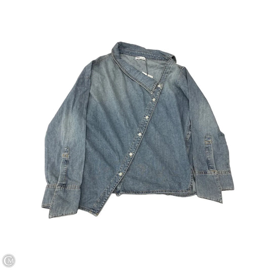 Top Long Sleeve By Zara In Blue Denim, Size: S