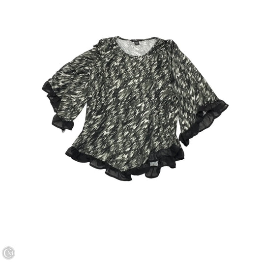 Blouse 3/4 Sleeve By Robert Louis In Black & Grey, Size: 3x