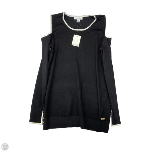 Top Long Sleeve By Calvin Klein In Black & White, Size: S