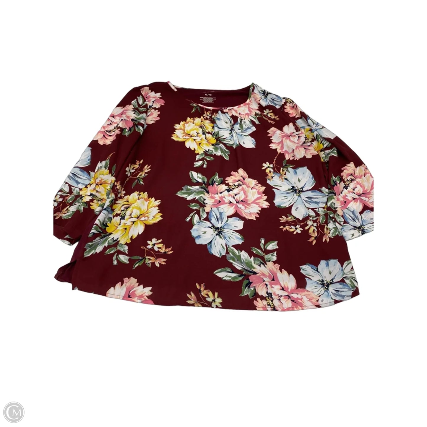 Blouse Long Sleeve By Van Heusen In Floral Print, Size: Xl