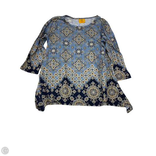Top 3/4 Sleeve By Ruby Rd In Blue & Tan, Size: Sp