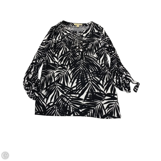 Top Long Sleeve Designer By Michael Kors In Black & White, Size: M