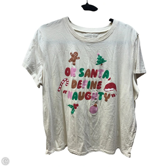 Top Short Sleeve By Clothes Mentor In Cream, Size: Xxl