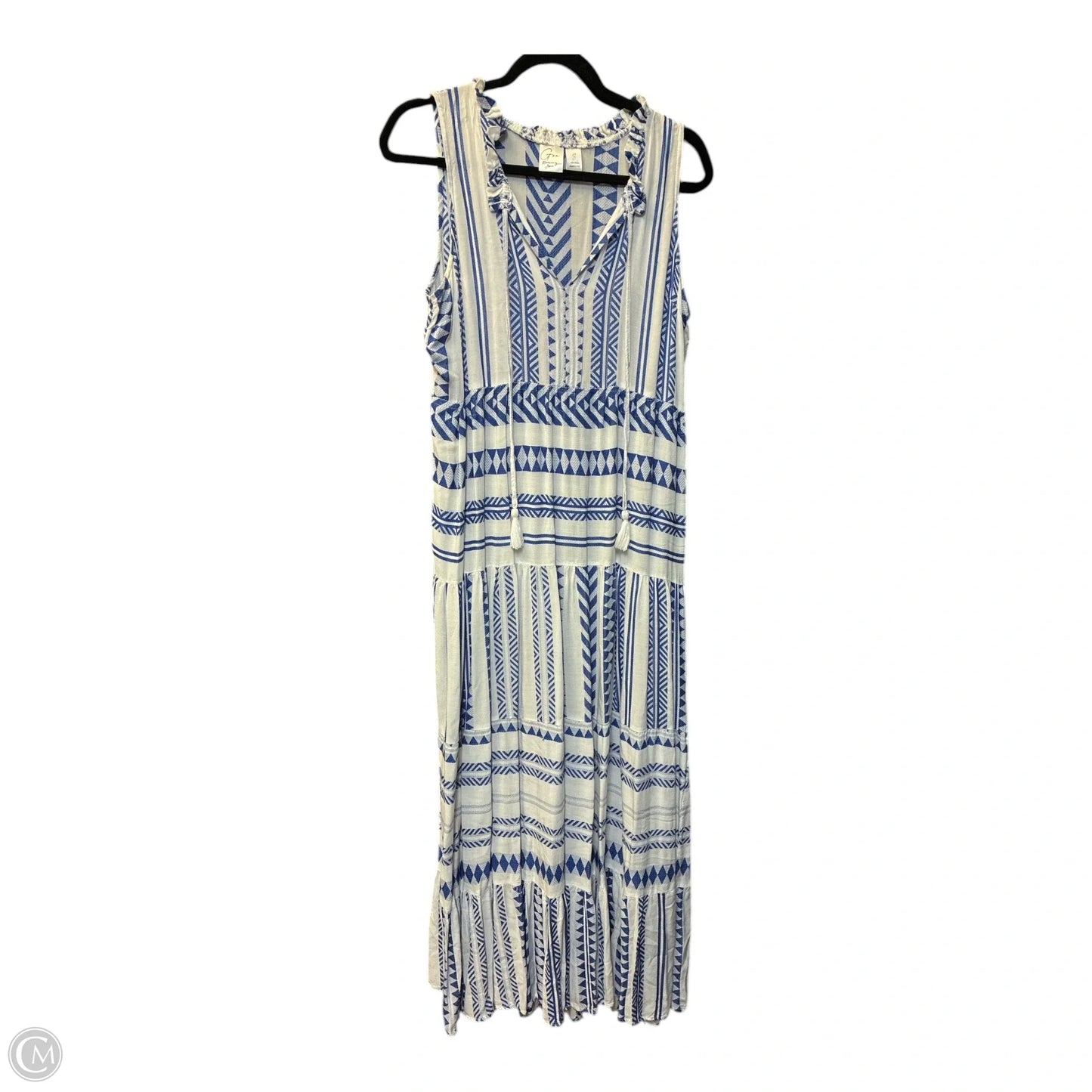 Dress Casual Maxi By Japna In Blue & White, Size: S