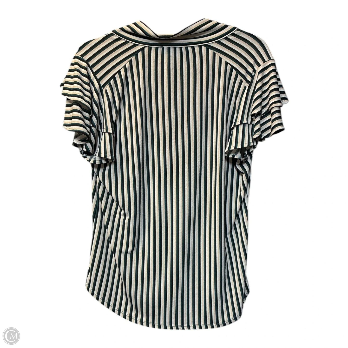 Blouse Short Sleeve By Adrianna Papell In Striped Pattern, Size: M