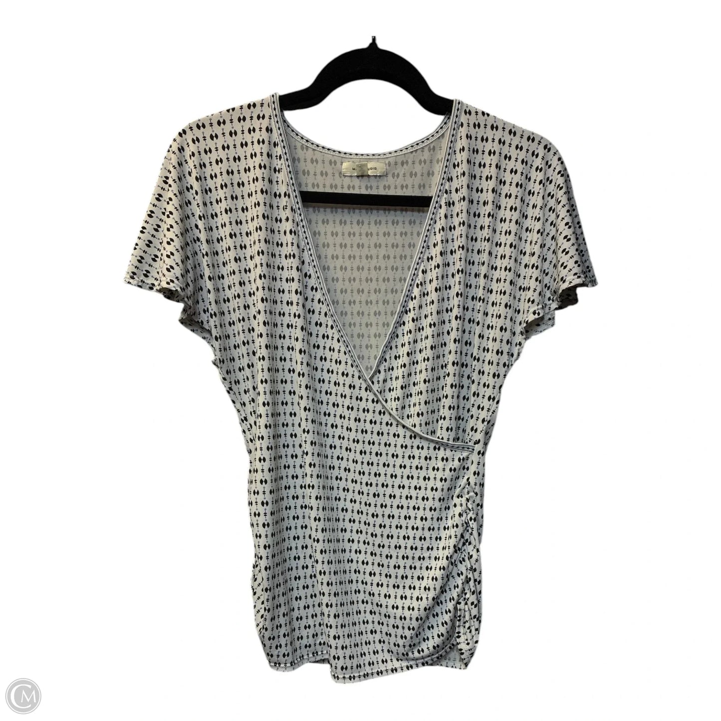 Blouse Short Sleeve By Max Studio In Black & Cream, Size: M