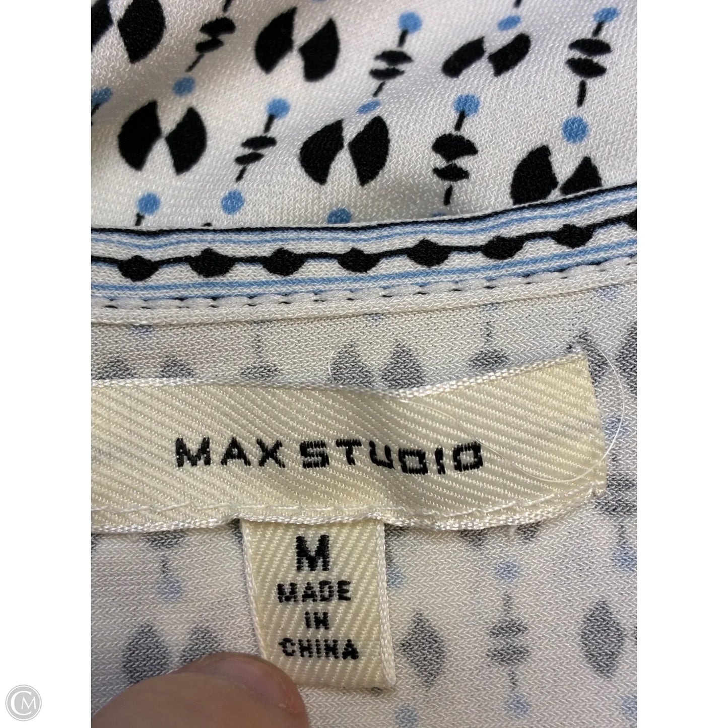 Blouse Short Sleeve By Max Studio In Black & Cream, Size: M