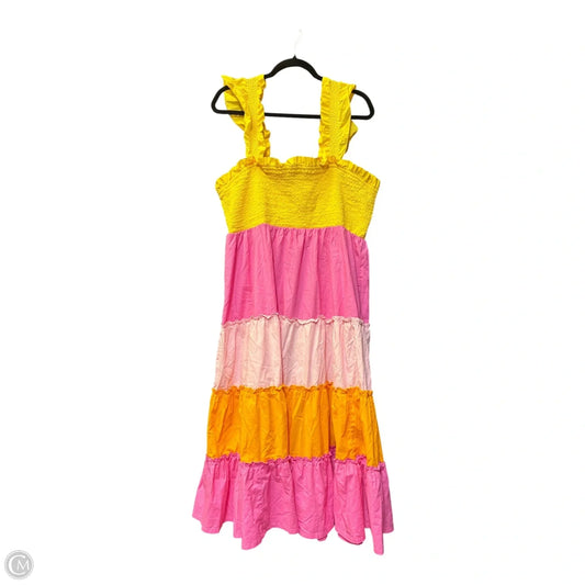 Dress Casual Maxi By Crown And Ivy In Pink & Yellow, Size: Xxl