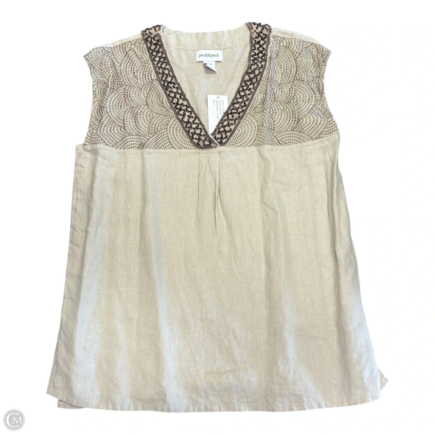 Top Sleeveless By Peck And Peck In Beige, Size: L