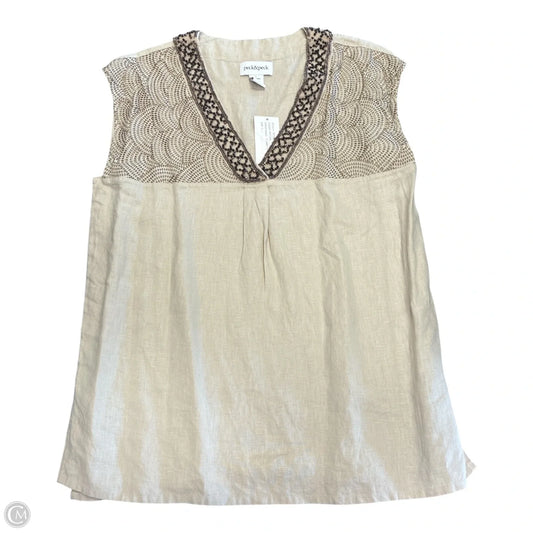 Top Sleeveless By Peck And Peck In Beige, Size: L