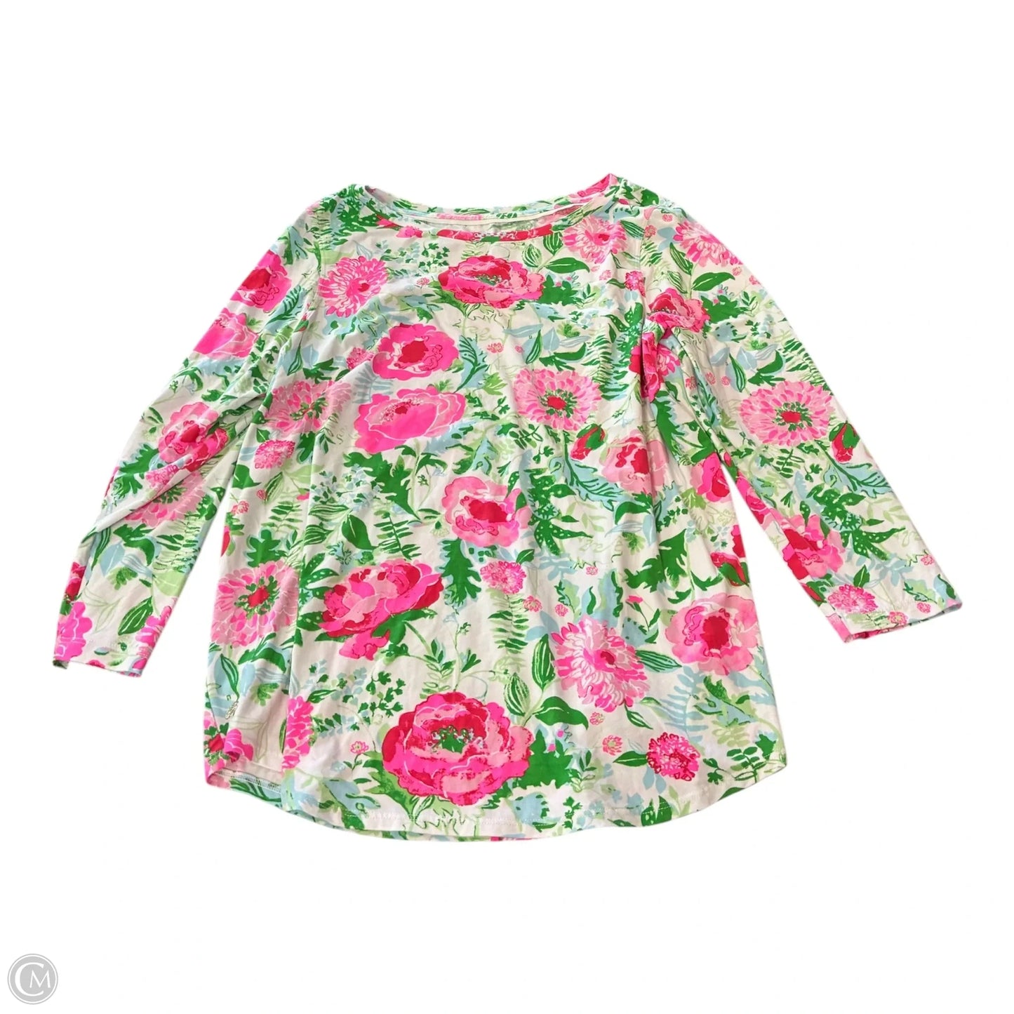 Top 3/4 Sleeve Designer By Lilly Pulitzer In Floral Print, Size: L