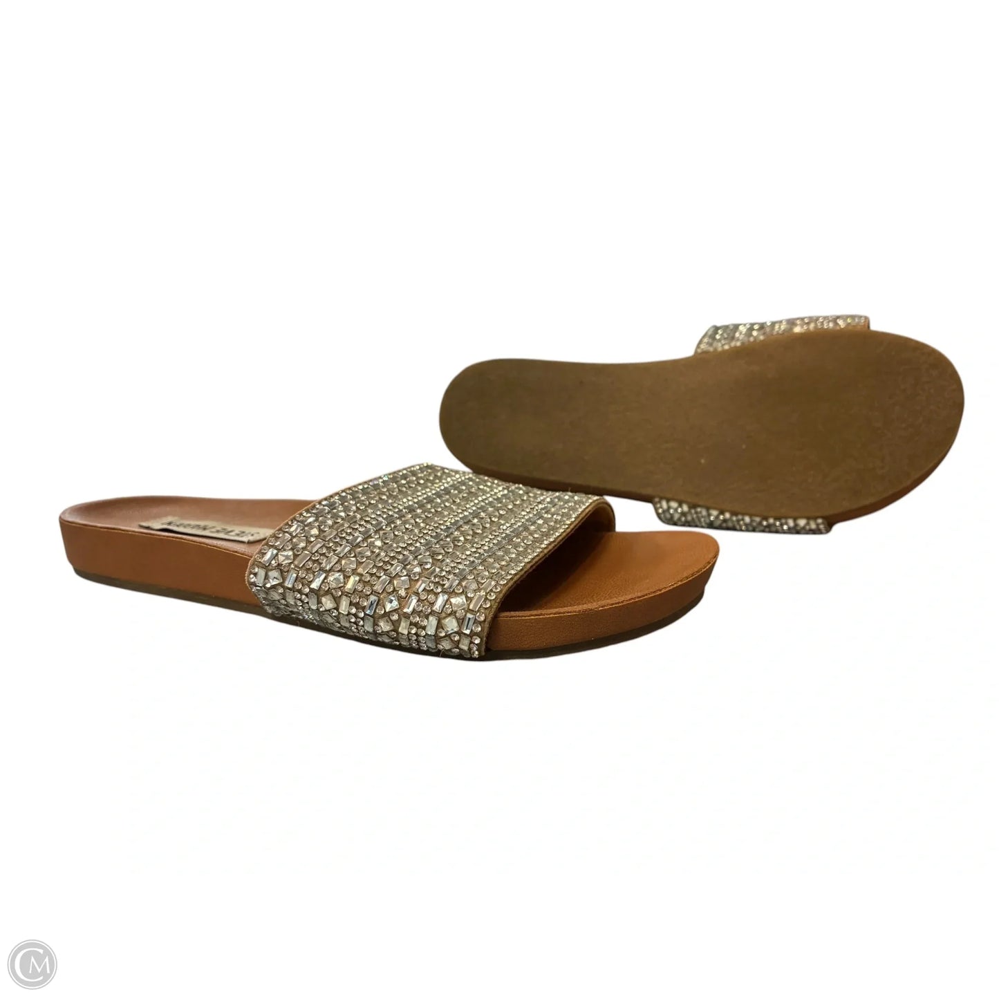 Sandals Flip Flops By Steve Madden In Brown & Silver, Size: 5.5