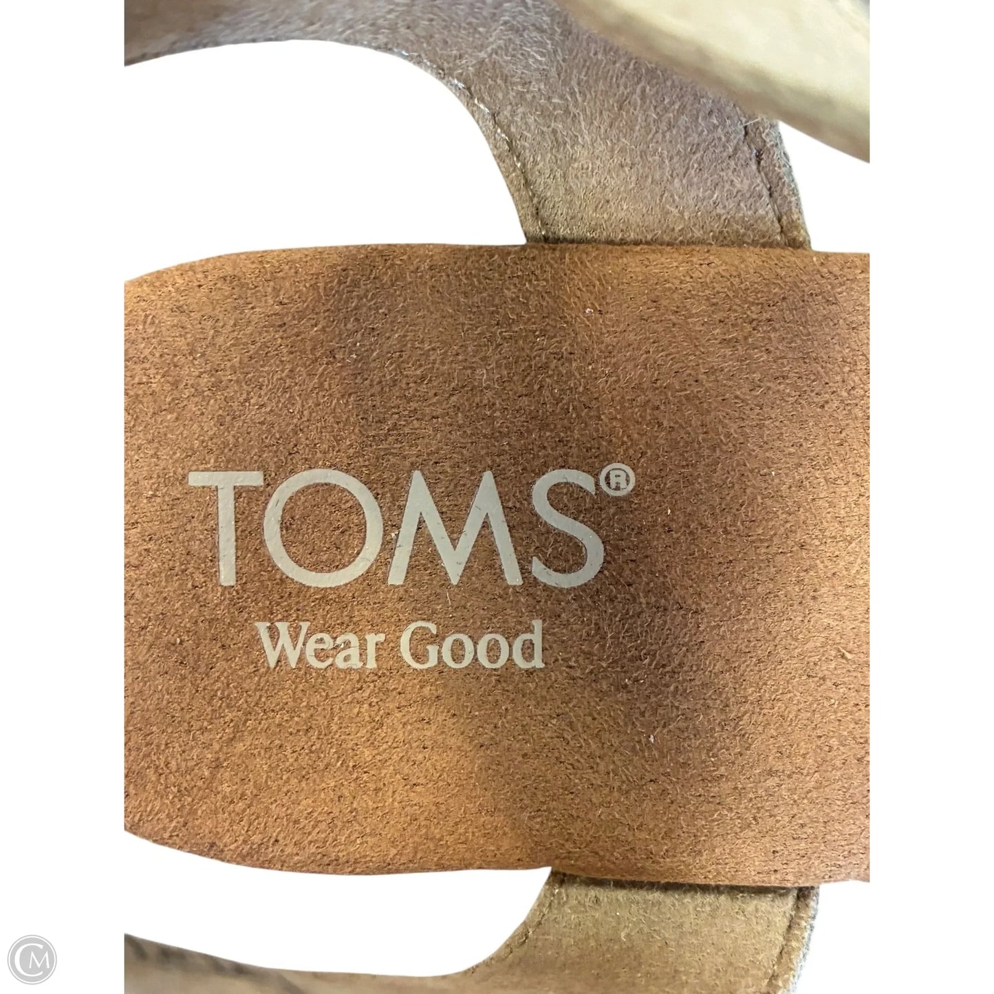 Sandals Heels Wedge By Toms In Tan & White, Size: 6.5