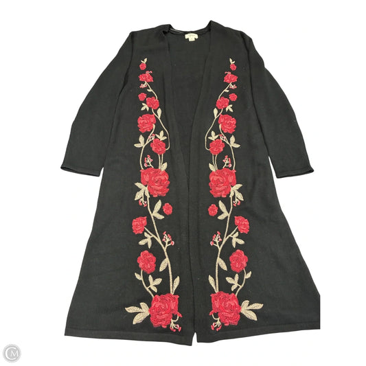 Sweater Cardigan By Style And Company In Black & Red, Size: Xl