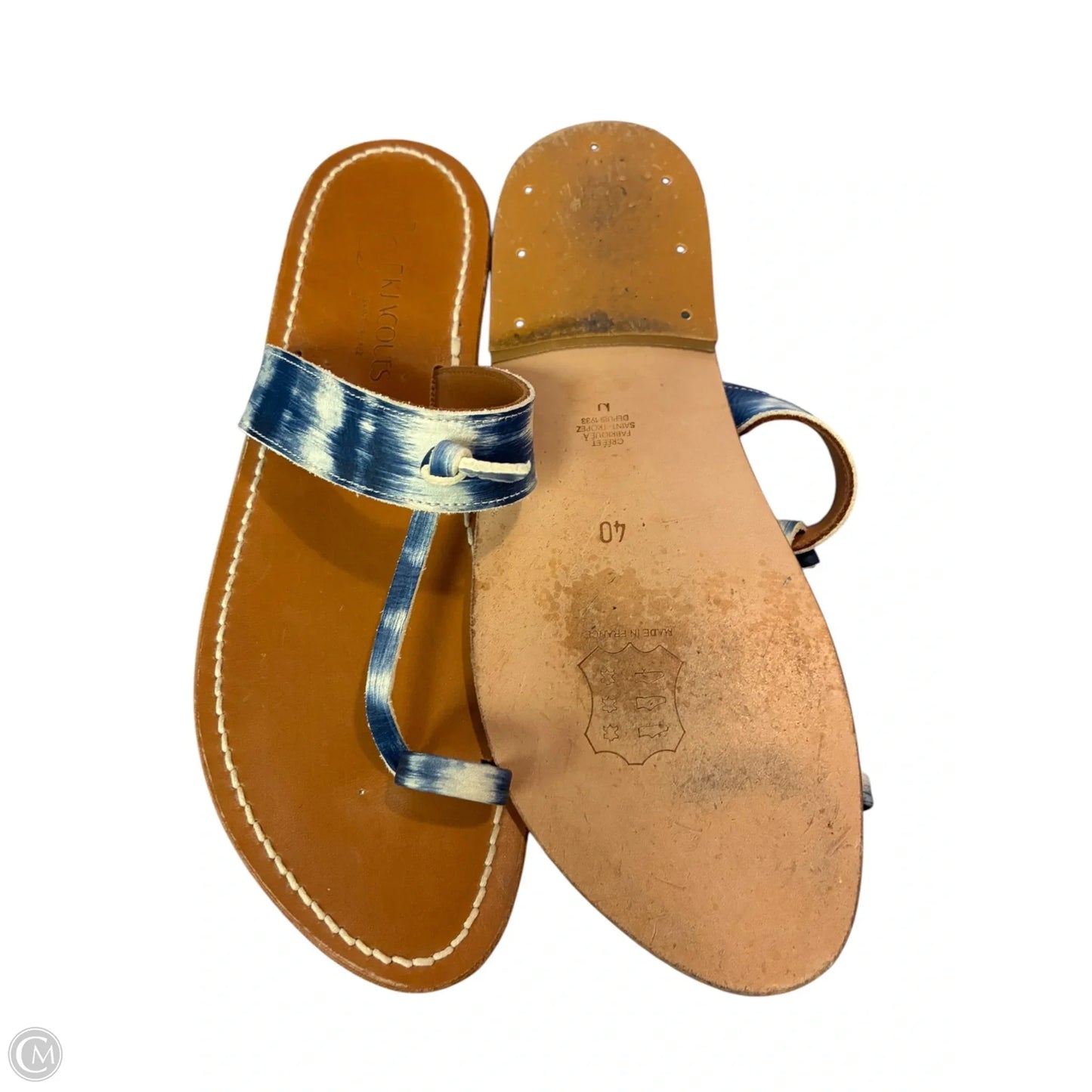 Sandals Flats By Cmc In Blue & Tan, Size: 9