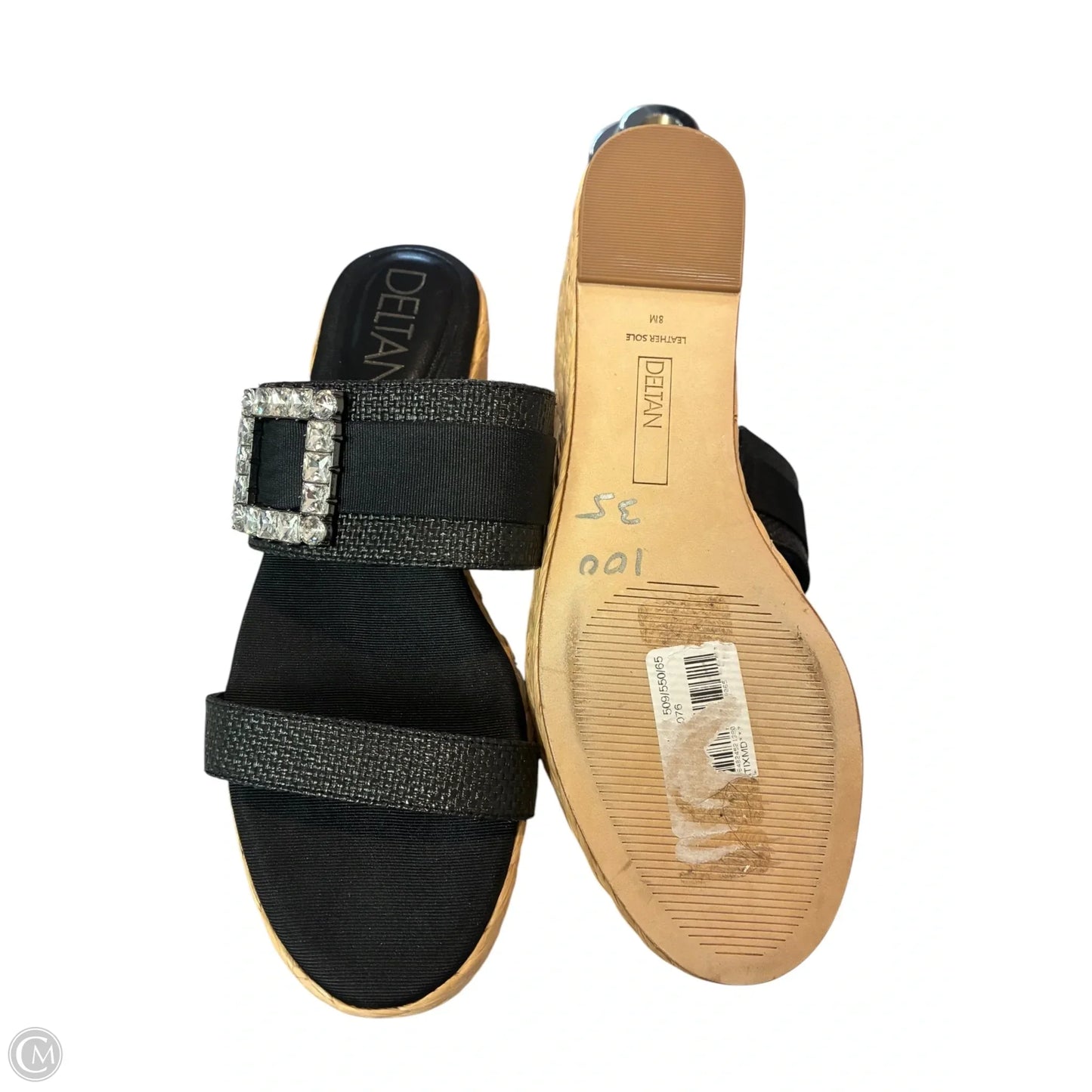 Sandals Heels Wedge By Clothes Mentor In Black & Tan, Size: 8
