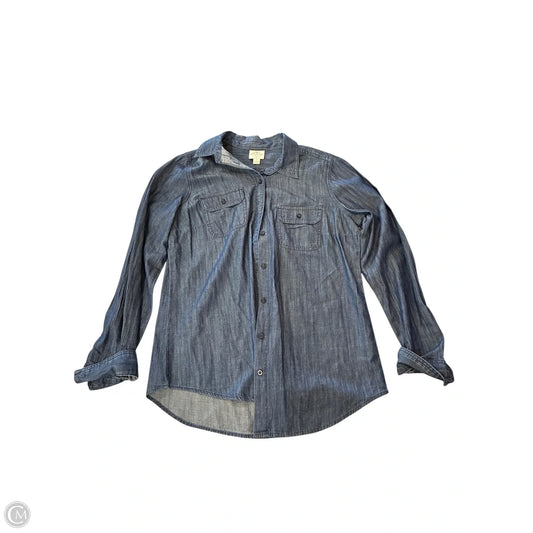 Top Long Sleeve By St Johns Bay In Blue Denim, Size: M