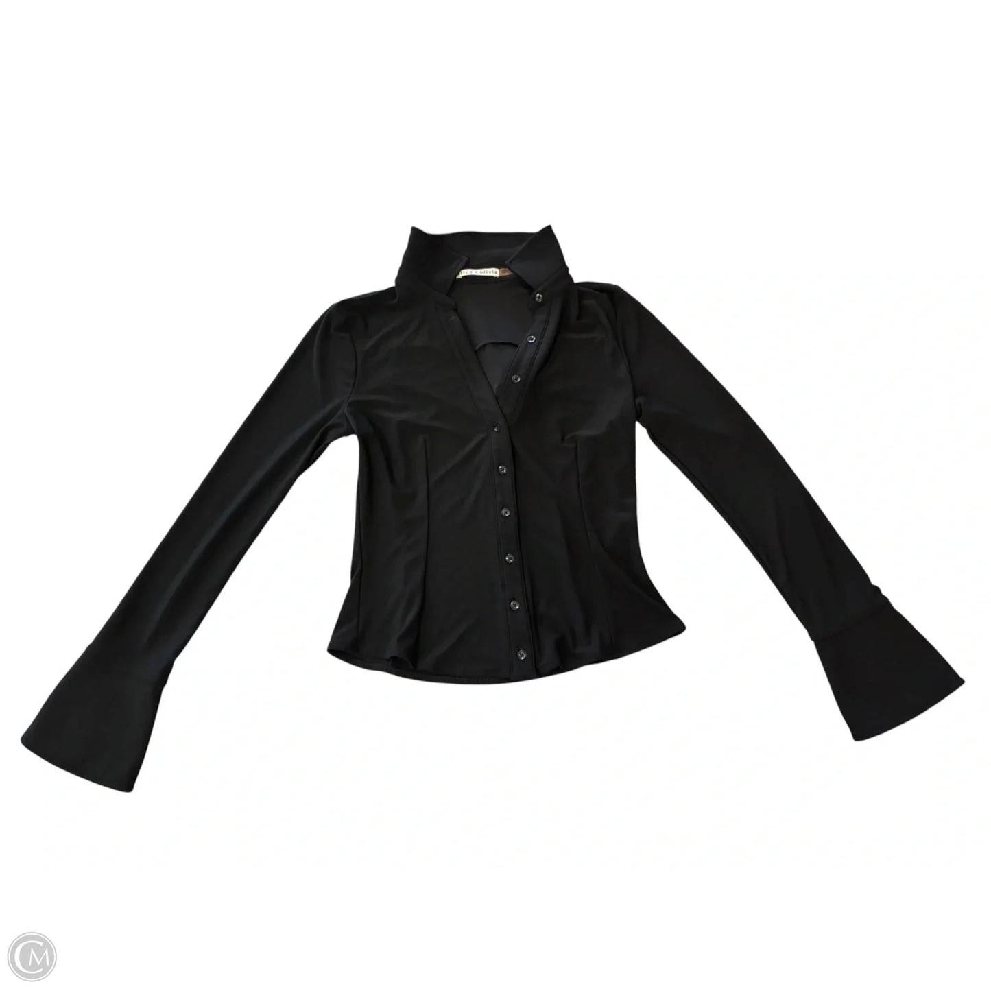 Top Long Sleeve Designer By Alice + Olivia In Black, Size: S