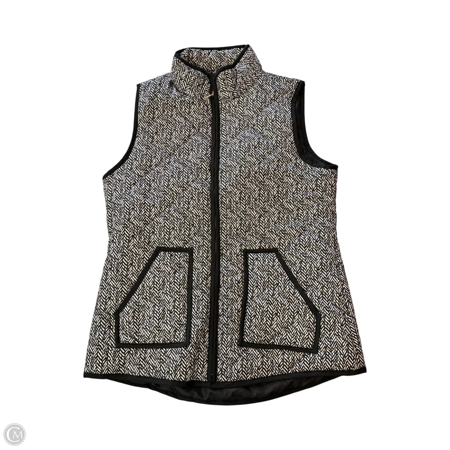 Vest Puffer & Quilted By Cmf In Black & White, Size: M