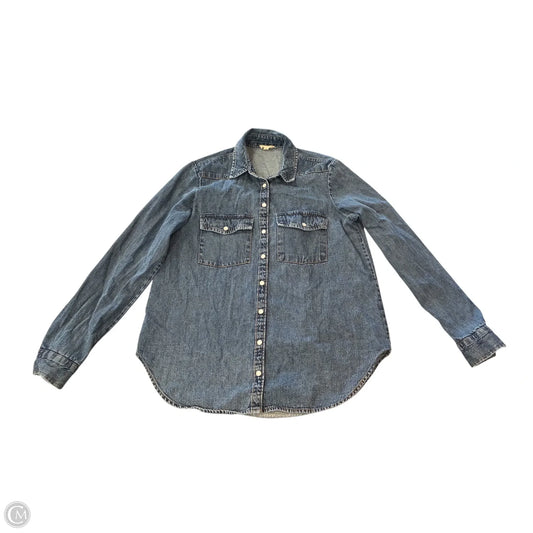 Top Long Sleeve By Pilcro In Blue Denim, Size: Xs