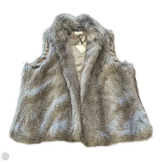 Vest Faux Fur & Sherpa By Calvin Klein In Grey, Size: 3x