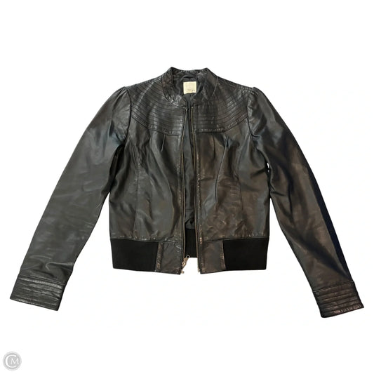 Jacket Moto Leather By Halogen In Black, Size: S