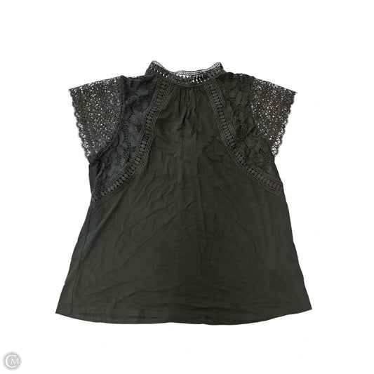 Blouse Short Sleeve By Cable And Gauge In Black, Size: M