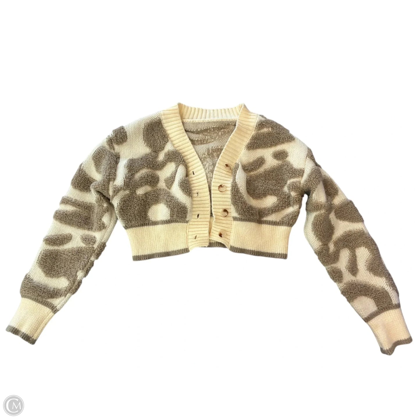 Sweater Cardigan By Cmf In Cream & Tan, Size: S