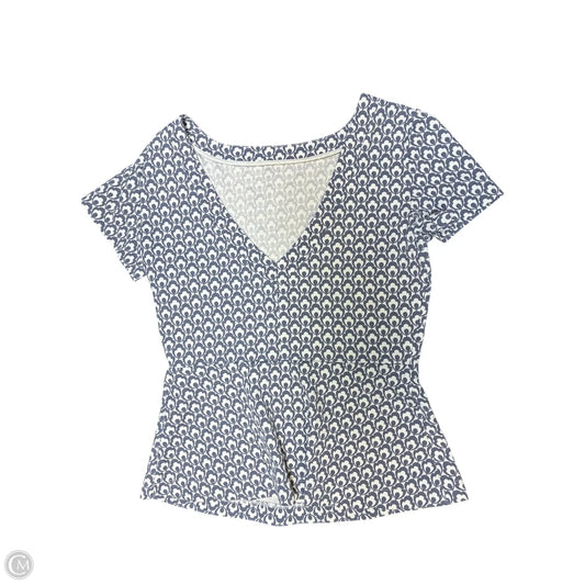 Top Short Sleeve By Ann Taylor In Blue & White, Size: Xs
