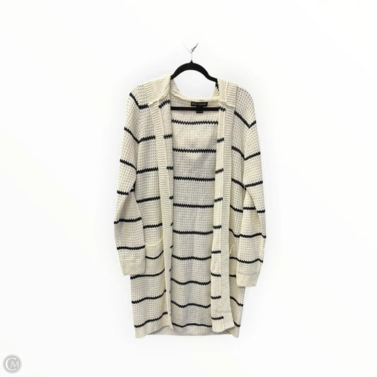Sweater Cardigan By Soho Apparel In Black & Cream, Size: Xl