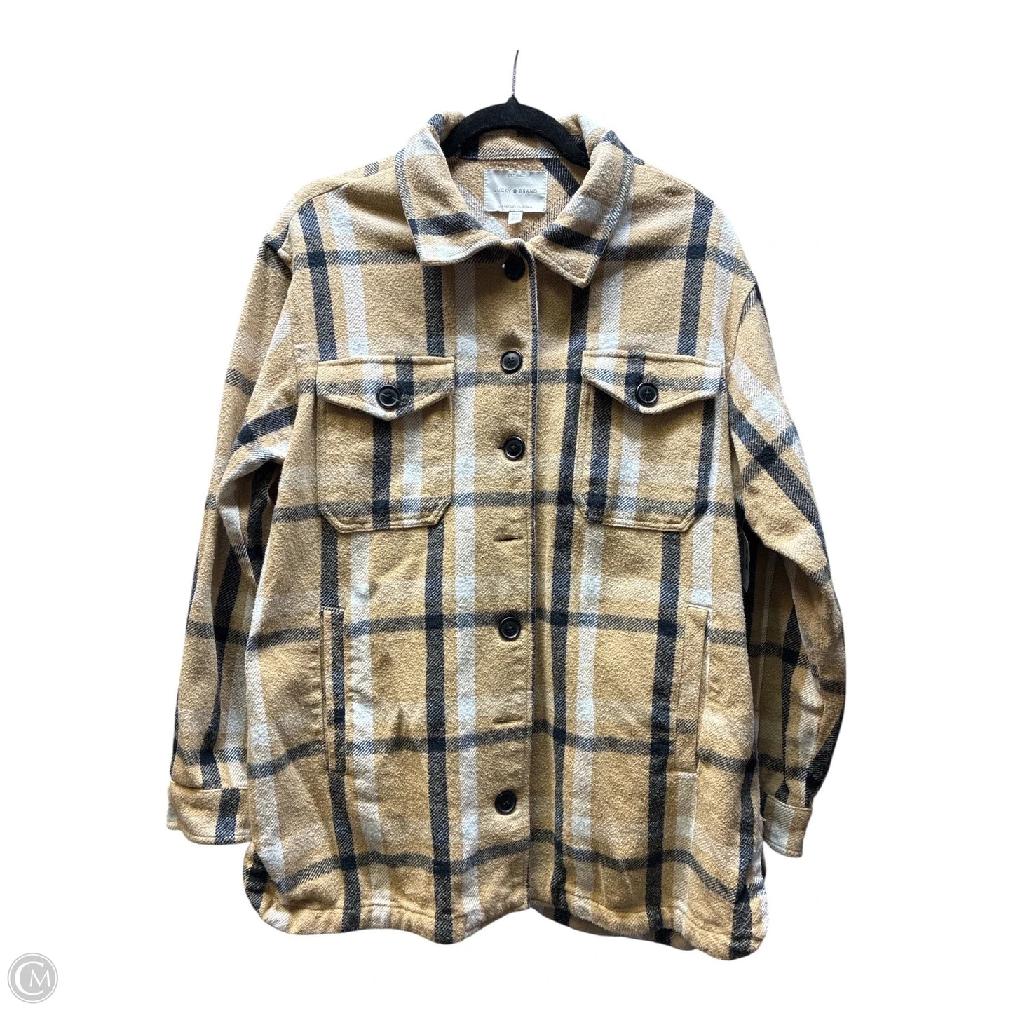 Jacket Shirt By Lucky Brand In Tan, Size: M