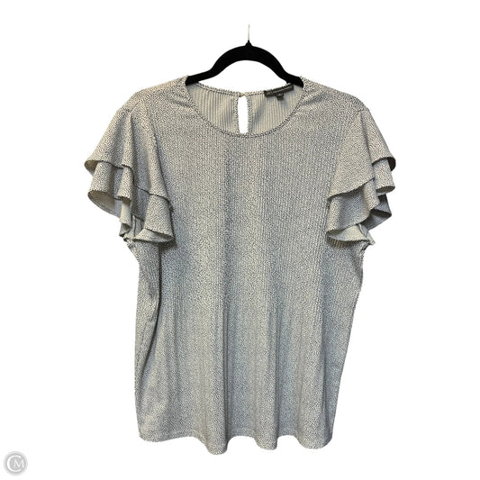 Blouse Short Sleeve By Adrianna Papell In Black & White, Size: M