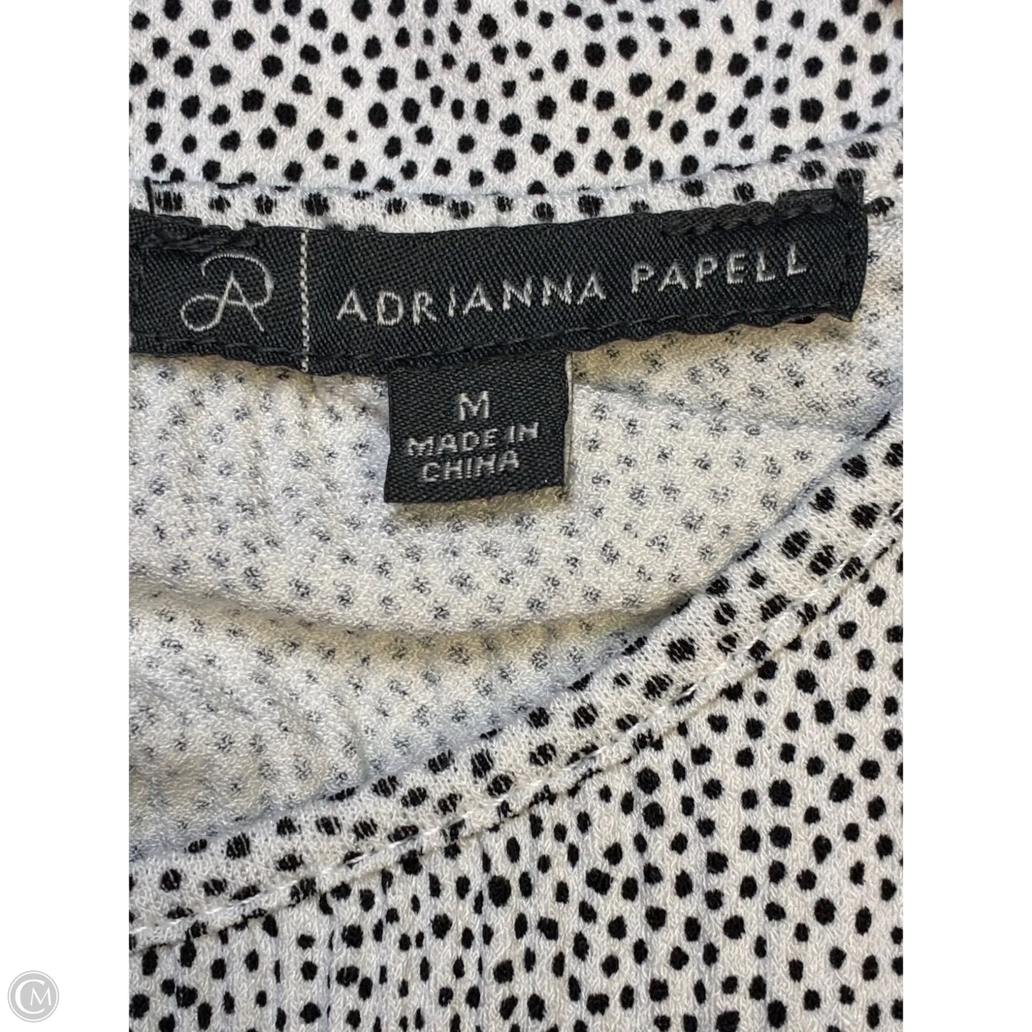 Blouse Short Sleeve By Adrianna Papell In Black & White, Size: M