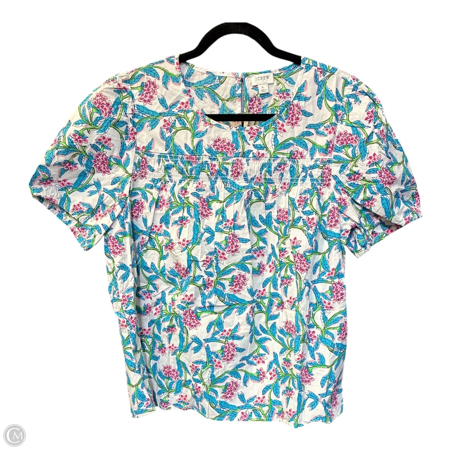 Blouse Short Sleeve By J. Crew In Floral Print, Size: L