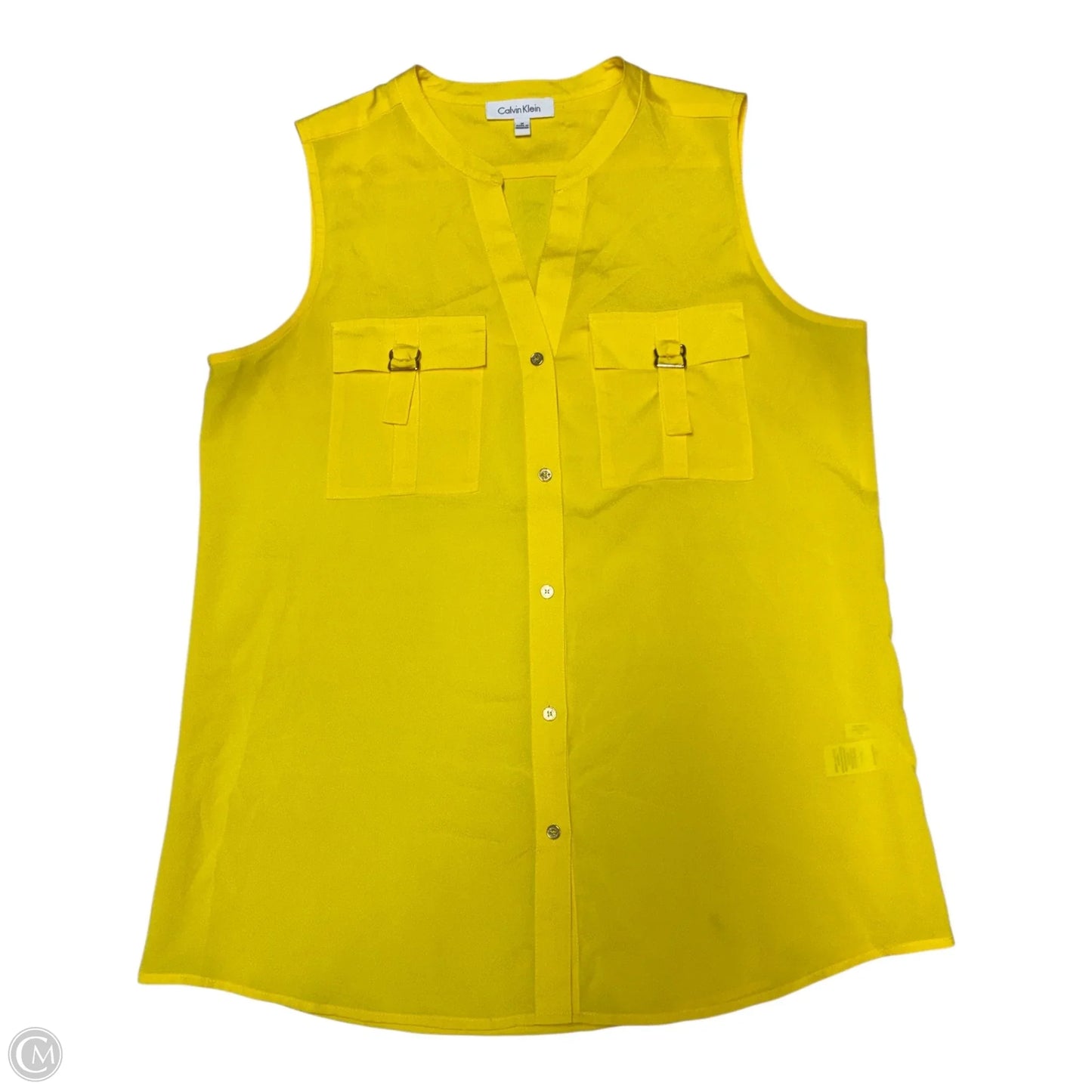 Blouse Sleeveless By Calvin Klein In Yellow, Size: M