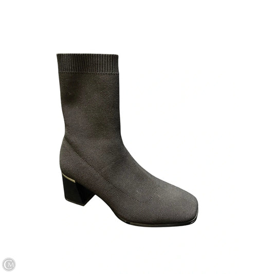 Boots Ankle Heels By Aldo In Black & Gold, Size: 6.5