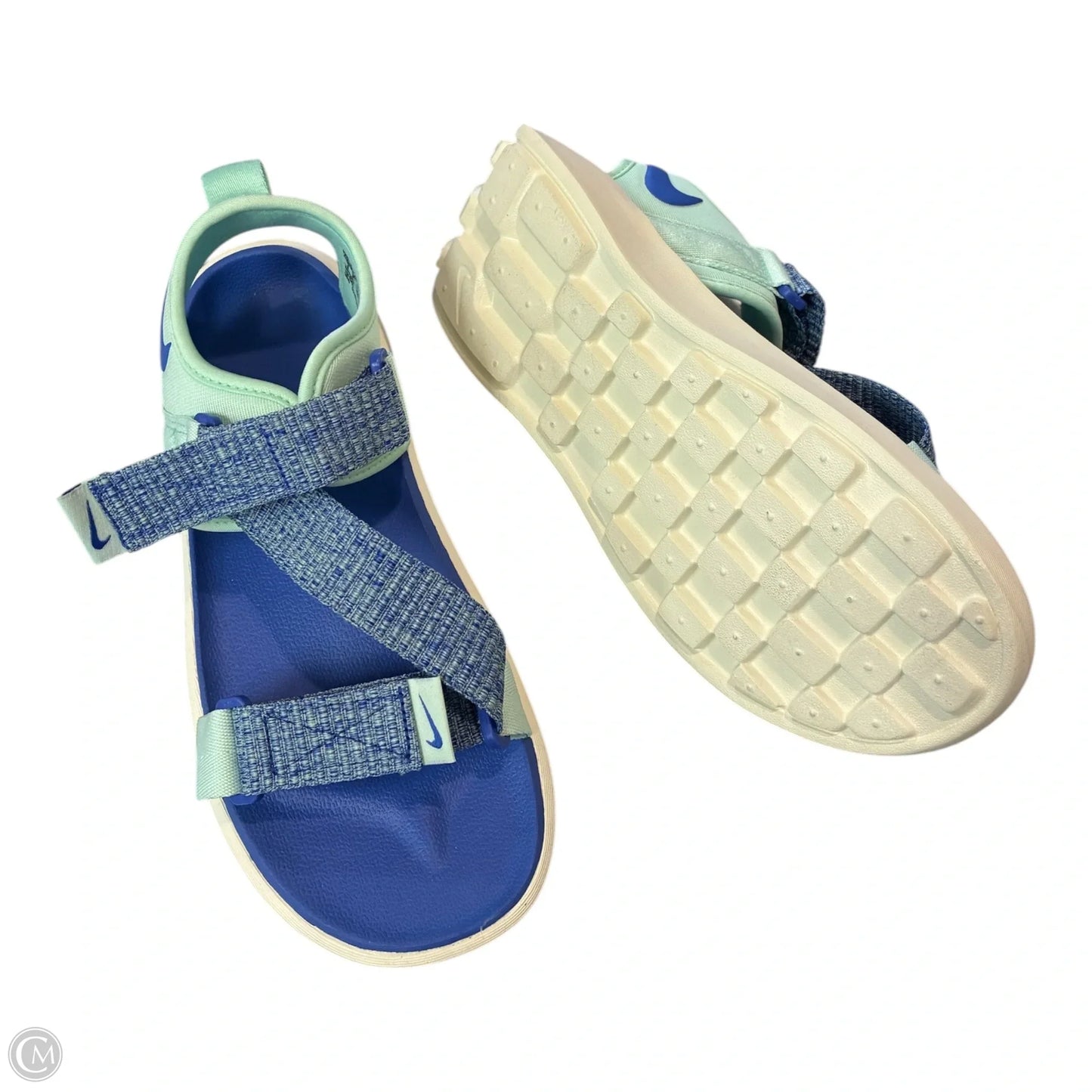 Sandals Flats By Nike In Blue & Green, Size: 9