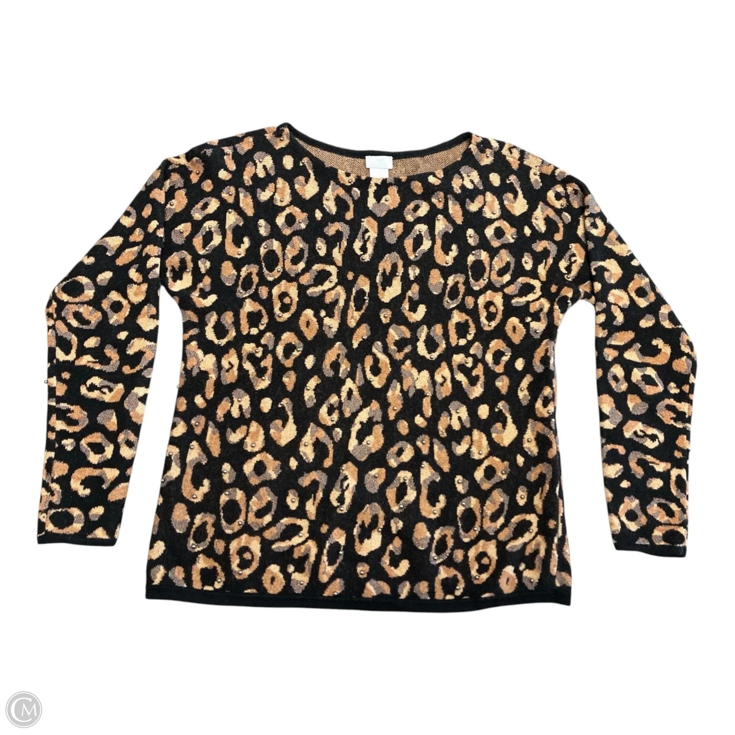 Sweater By Chicos In Black & Tan, Size: S
