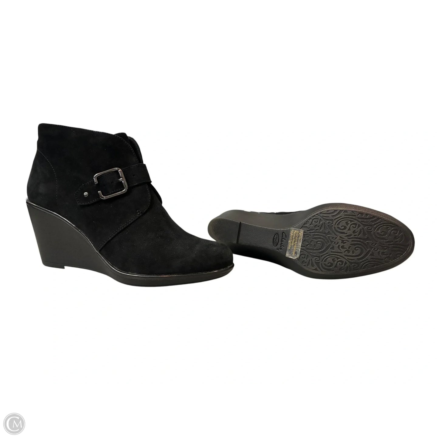 Shoes Heels Wedge By Clarks In Black, Size: 8