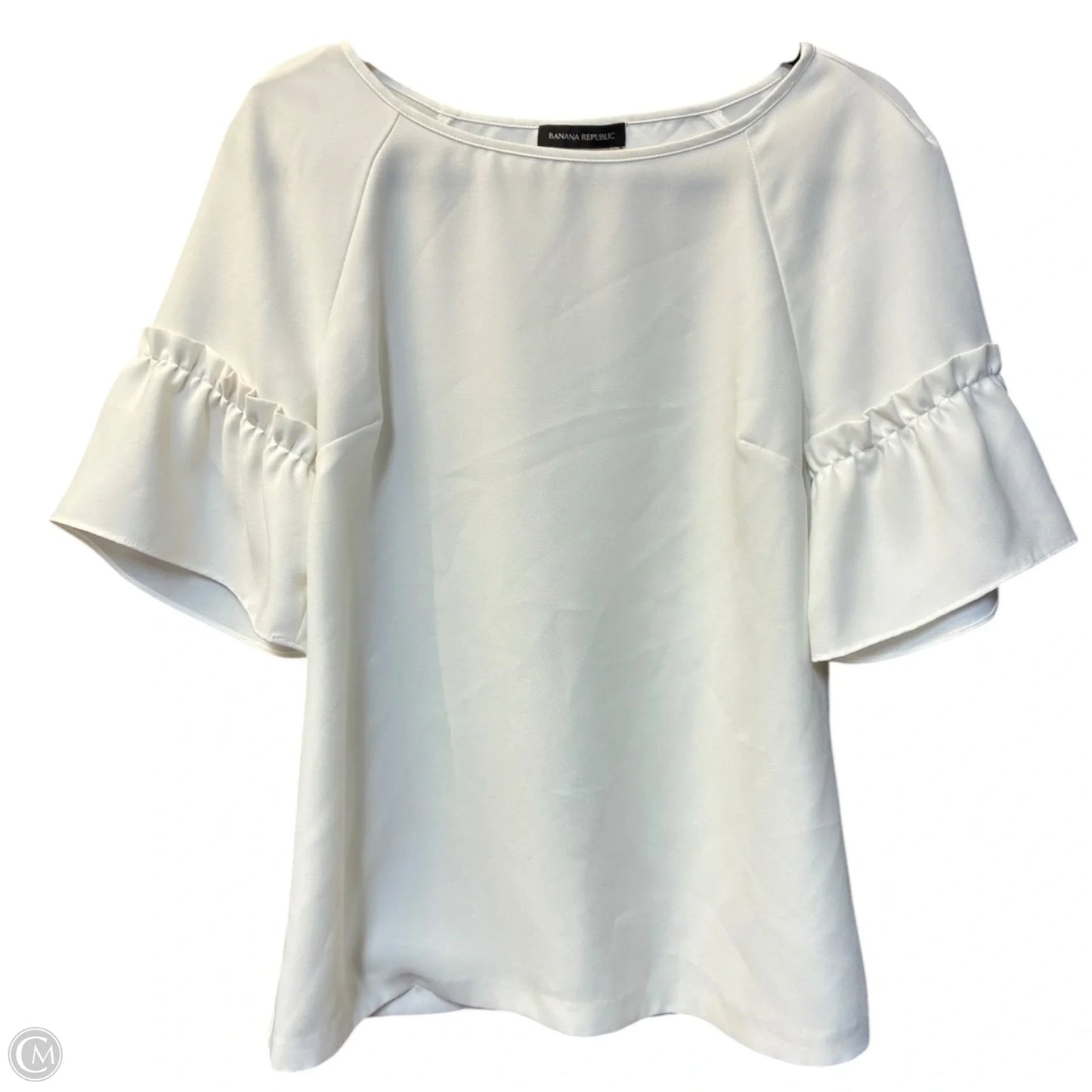 Blouse Short Sleeve By Banana Republic In White, Size: M