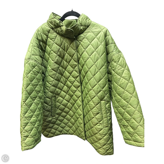 Coat Puffer & Quilted By Time And Tru In Green, Size: 3x