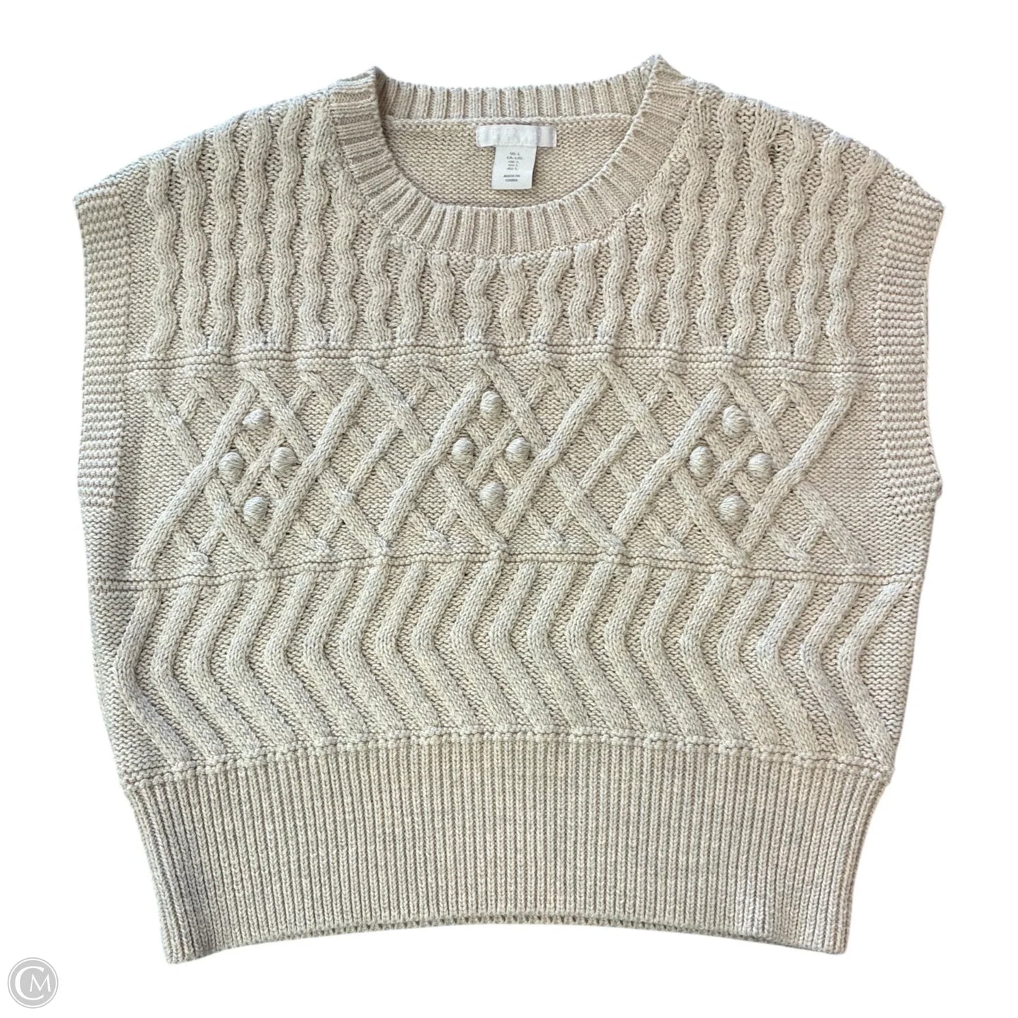 Vest Sweater By Clothes Mentor In Cream, Size: L
