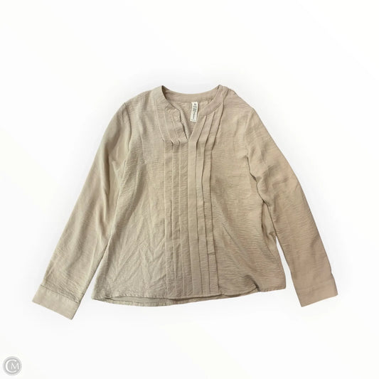 Blouse Long Sleeve By Clothes Mentor In Tan, Size: L