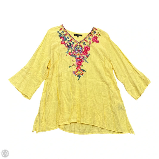 Blouse Long Sleeve By Calessa In Yellow, Size: 3x